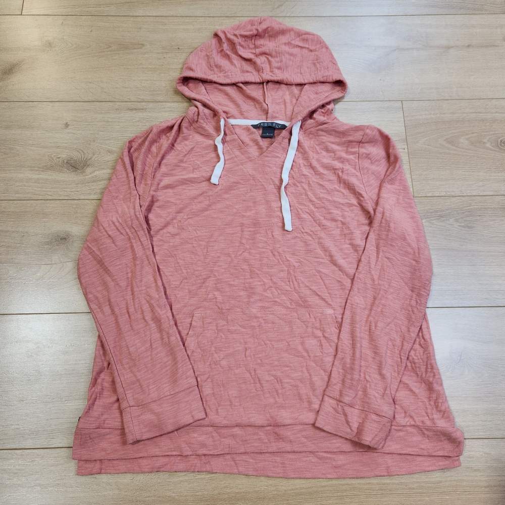 Free Fly Hoodie Womens Large Pink Lightweight Bamboo Pullover Sweatshirt Top